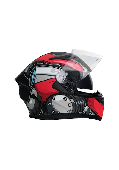 Gp Nero Mks003-mbb4r Güneş Vizörlü Şeffaf Full Face Motosiklet Kaskı Siyah Kırmızı