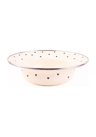Emaye Black Cupid Çukur Makarna Salata Tabağı 24cm Krem