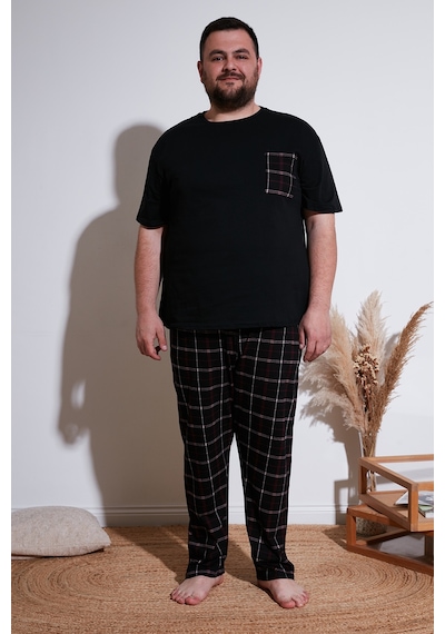 Buratti Pamuklu Regular Fit Büyük Beden Erkek Pijama Takımı 6572002B Siyah