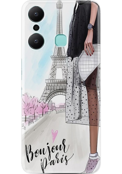 Infinix Hot 20 Play Kılıf Resimli Desenli Baskılı Silikon Bonjour Paris 1419