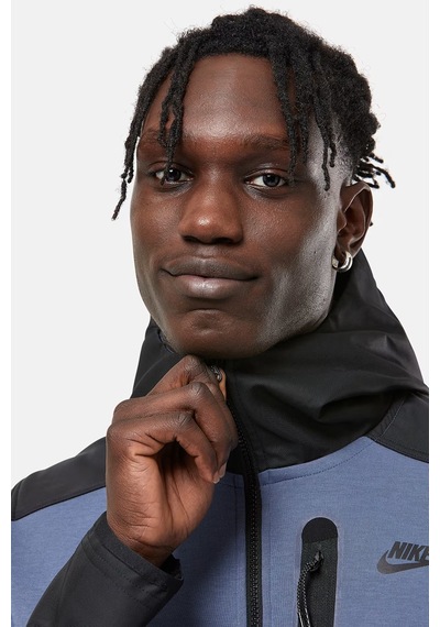 Nike Tech Fleece Full Zip Unisex Hoodie Kapüşonlu Sweatshirt Mavi Mavi - Siyah