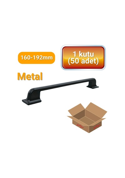 50 Adet Okyanus Siyah Metal Mobilya Kulpu 160mm - 192mm Siyah