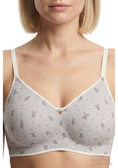Cottonill Seamless Bra - Mireva Gri Lazer Kesim Rib Dokulu Ayıcık Desenli Balensiz Kadın Sütyen Cottonill Seamless Bra - Mireva Gri Lazer Kesim Rib Dokulu Ayıcık Desenli Balensiz Kadın Sütyen