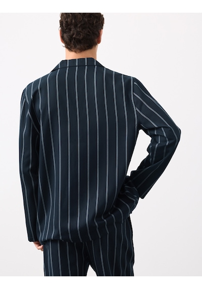 Marks & Spencer Saf Lyocell Çizgili Pijama Üstü T07001325a Lacivert