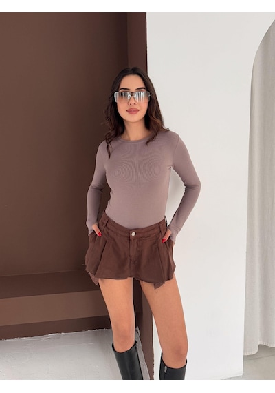 Elaxi Kadın Bisiklet Yaka Uzun Kollu Parmak Geçme Detaylı Altı Çıtçıtlı Full Likralı Buzzy Body Vizon Elaxi Kadın Bisiklet Yaka Uzun Kollu Parmak Geçme Detaylı Altı Çıtçıtlı Full Likralı Buzzy Body Vizon