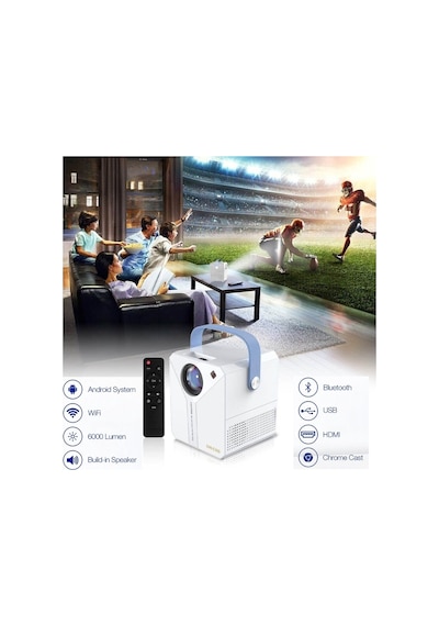 Q96 E300 Projector Android 4k Ultra Hd Wifi Projeksiyon Cihazı Usb Hdmi Tf Card Girişli Projektör