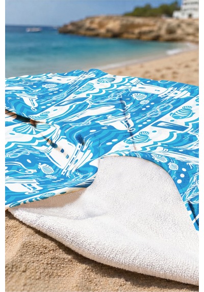 Deniz Feneri Marine Plaj Havlusu - Mavi Beyaz Nautical Havuz Banyo Hızlı Kuruyan Mikrofiber Havlu Kuru Yasemin