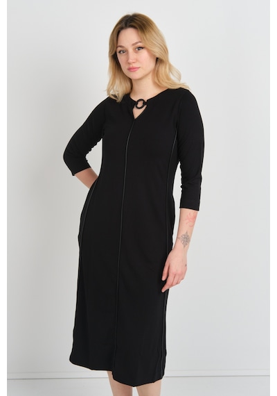 Sistas Kadın Yaka Detaylı Reglan Kol Elbise 23822 Siyah Siyah