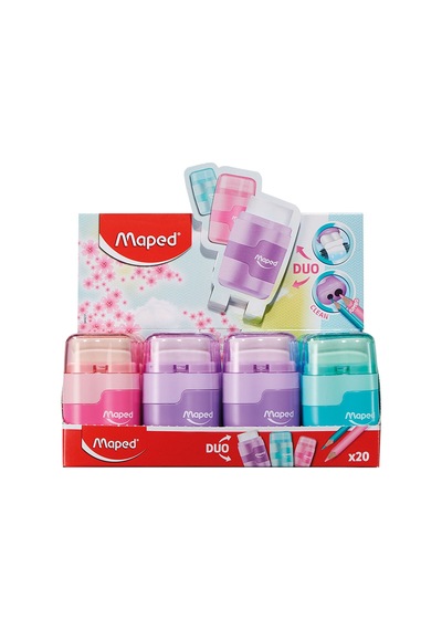 Maped Connect Pastel Renkli Çift Delikli Silgili Kalemtıraş 049231
