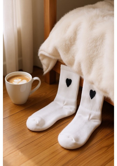 Hitit Socks Kadın 5 Çift Premium Kalite Yüksek Pamuklu Kolej Çorap beyaz