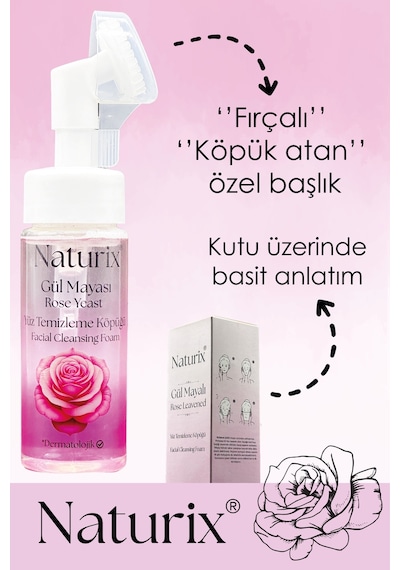 Naturix Gül Mayalı Yüz Temizleme Köpüğü 160 ML