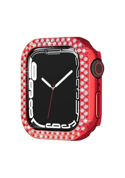 Apple Watch 42mm Uyumlu Taşlı Kasa - Kırmızı