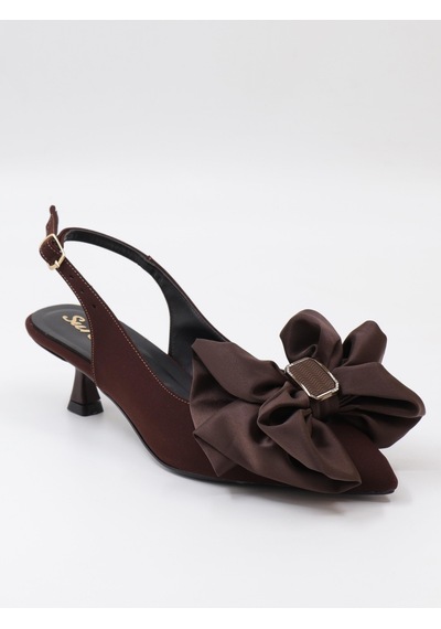 Nesilshoes Nesil Shoes Peri 3312 Kahve Saten Kadın Sandalet