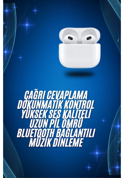 3.nesil İos Android Uyumlu Bluetooth 5.0 Beyaz Çağrı Cevaplama Yeni Nesil Diğer