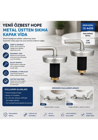 2pcs Üstten Sıkmalı Metal Klozet Kapak Menteşesi Vidası Bx40 Diğer