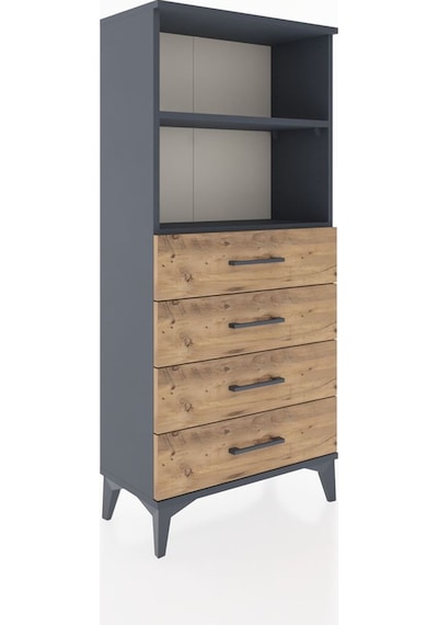 Hyperion Dolap 2 Raflı 4 Çekmeceli 60x44x134 Antrasit-çam Antrasit