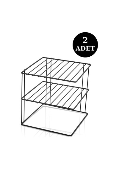 2 Adet Metal 3 Katlı Dolap Içi,tezgah Üstü Düzenleyici Organizer Siyah