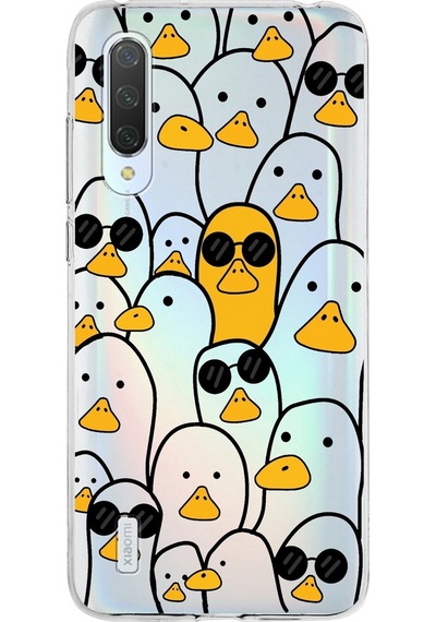 Xiaomi Mi 9 Lite Uyumlu Kapak Duck Tasarımlı Şeffaf Silikon Kılıf Şeffaf