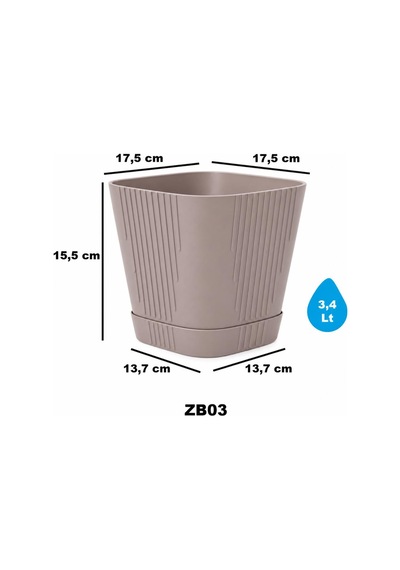 Omnipazar So-zb03 Zambak Dekoratif Plastik Saksı 3.4 Litre No:3 Mocha