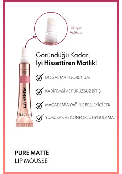 Note Pure Matte Lip Mousse 20 Mystic Rose Kadifemsi Mat Likit Ruj - Pembe