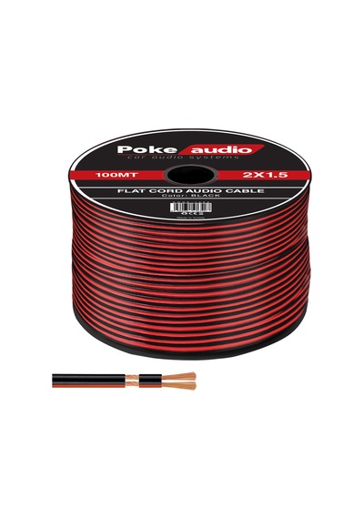 2x1.5 Hoparlör Kablosu Kordon Siyah 100mt Poke Pk-1422