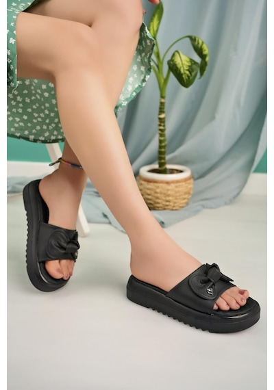 Nesil Shoes Dvm 650 Siyah Masaj Tabanlı Kadın Terlik-Siyah