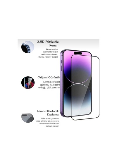 Apple İphone 16 Pro Uyumlu Ekran Koruyucu Tam Kaplayan Cam Darbe Emici Esd Anti Statik