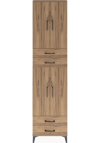 Arges Dolap 3 Raflı 4 Çekmeceli 4 Kapaklı 60x30x243 Çam-çam Atlas Çam