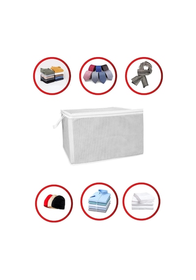 Dolap İçi Düzenleyici 6'lı Çorap Hurcu Tela Malzeme 47x28x17cm Büyük Boy Tela Gri Tr Diğer