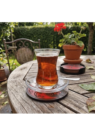 Riti Design - Yin Yang Gül - 3d Tasarım 4'lü Bardak Altlığı Seti