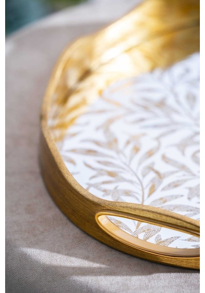 Acar Cha-07498/4 Myra 2'li Gold Cam Tepsi - 43.5/37.5 Cm Gold