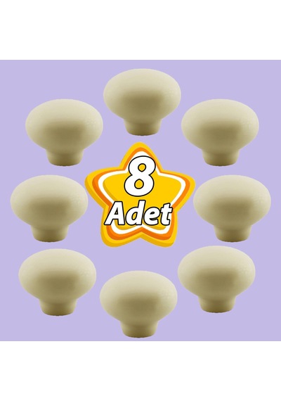 8 Adet Kamelya Kulp Krem Polimer Düğme Kulp Mantar Mobilya Mutfak Dolabı Çekmece Kulbu Kulpları