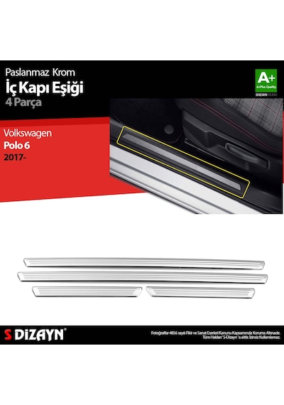 S-dizayn Vw Polo 6 Hb Krom İç Kapı Eşiği 4 Prç. 2017-2021