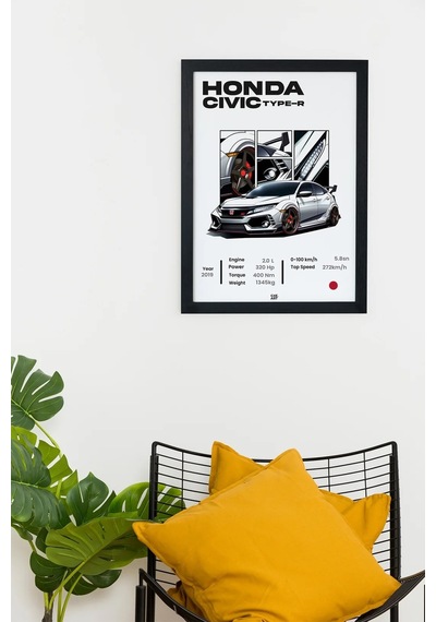 Honda Cıvıc Type-r Siyah Çerçeveli Tablo Poster