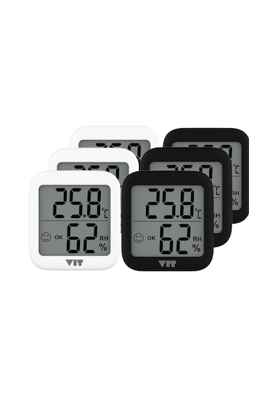 Vıt 6'lı İç Mekan Dijital Isı Ve Nem Ölçer Siyah-beyaz Termometre Kvt17-02 Thermometer
