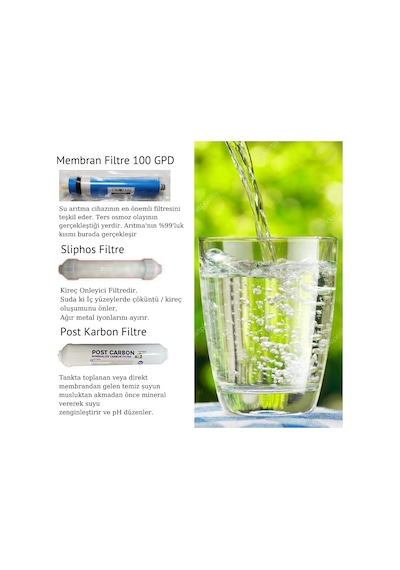 Yüksek Kireç Önleyici 6 Aşamalı 100 Gpd Membranlı Arıtma Cihazı Yüksek Kireç Önleyici 6 Aşamalı 100 Gpd Membranlı Arıtma Cihazı