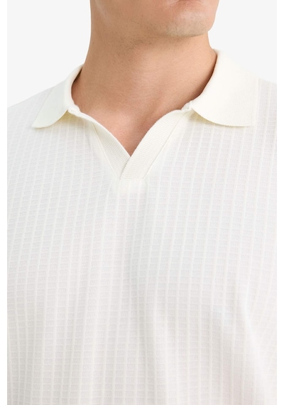 Defacto Regular Fit Polo Yaka Waffle Kısa Kollu Tişört F0315ax25auer140 Ekru