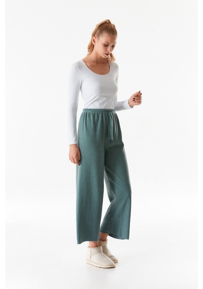 Fullamoda Basic Fitilli Beli Lastikli Pantolon 25kgb7155205438-su Yeşili Su Yeşili