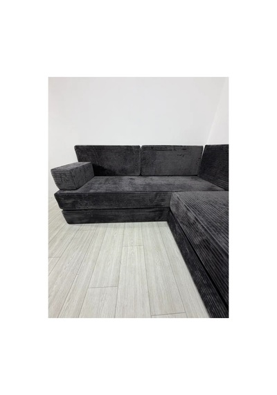 Premium Kadife Kumaş, Konforlu Yer Kanepesi ,modüler Şark Köşesi Takımı - Antrasit - 40 Cm - U Set