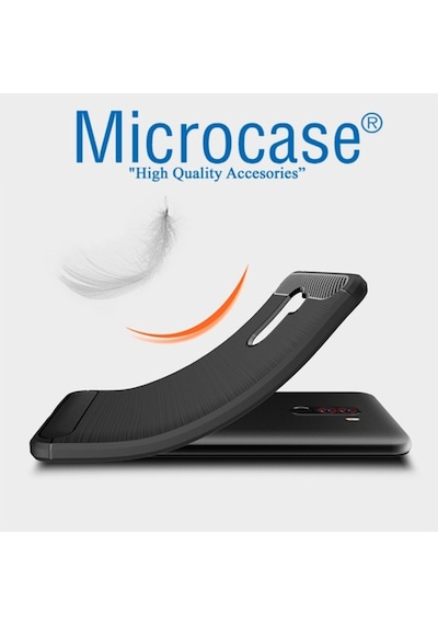 Microcase Xiaomi Pocophone F1 Brushed Carbon Fiber Silikon Kilif 286662594 - Seçenek / Renk-Gri