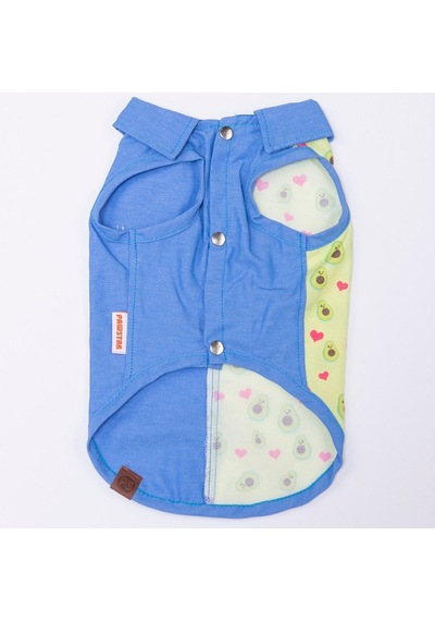 Avo Bliss Denim Avokado Desenli Kot Kedi Köpek Gömleği-kedi Köpek Kıyafeti-kedi Gömlek-köpek Gömlek