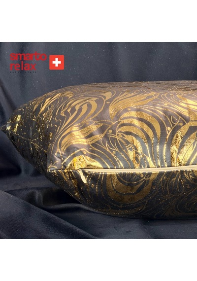 Smarto Relax Dolgulu Kırlent Antibakteriyel Desenli Dekoratif 45x45 Cm Siyah - Altın