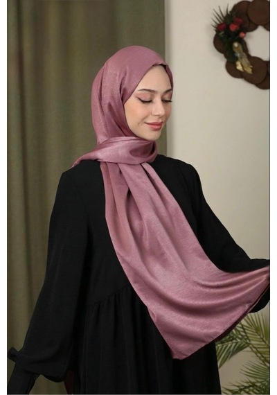 Flora Tekstil Abiye Parlak Bambu İpek Şal Gül Kurusu