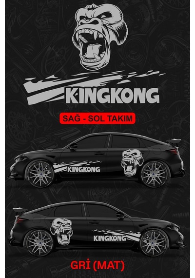 Kıng Kong Sticker - Yan Gövde Kaplama Seti Gri Mat - 864812146