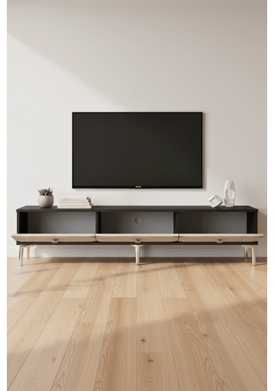 Tsa1832ag Slim Tv Stand, Tv Sehpası Antrasit-gold 180cm