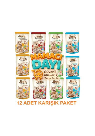 Karışık 12 Adet Kedi Yaş Mama Pouch