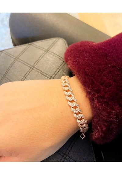 Oriental Kuyumculuk Jewellery Rose Gümüş Taşlı Gurmet Zincir Su Yolu Bileklik Rose