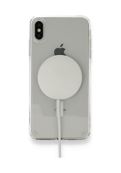 Apple Uyumlu iPhone Xs Max 6.5 Kılıf Magsafe Şarj Özellikli Şeffaf Sert Pc Tchs Embos Kapak - Renksiz Renksiz