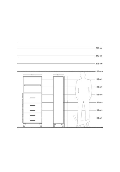 Arges Dolap 2 Raflı 5 Çekmeceli 60x30x163 Antrasit-antrasit Antrasit