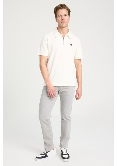 Yarım Fermuarlı Polo T-shirt Vintage White-vintage White Beyaz